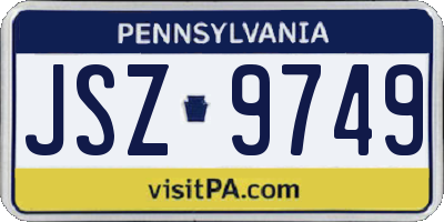 PA license plate JSZ9749