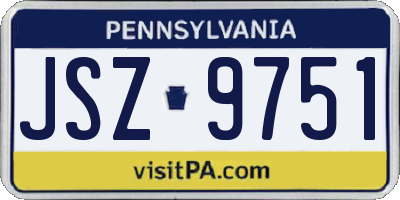 PA license plate JSZ9751