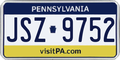 PA license plate JSZ9752