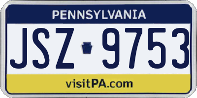 PA license plate JSZ9753