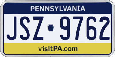 PA license plate JSZ9762