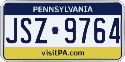 PA license plate JSZ9764