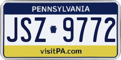 PA license plate JSZ9772
