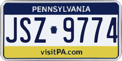 PA license plate JSZ9774