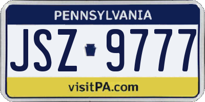 PA license plate JSZ9777