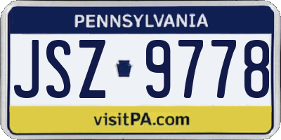 PA license plate JSZ9778