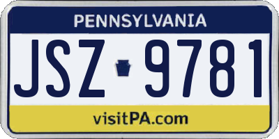 PA license plate JSZ9781