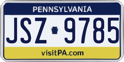 PA license plate JSZ9785