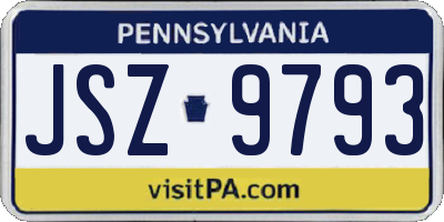 PA license plate JSZ9793