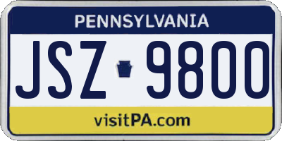 PA license plate JSZ9800