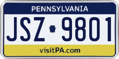 PA license plate JSZ9801