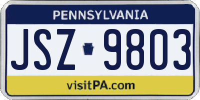 PA license plate JSZ9803