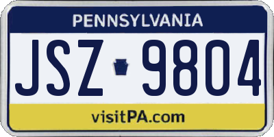 PA license plate JSZ9804