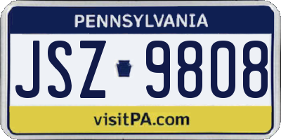 PA license plate JSZ9808