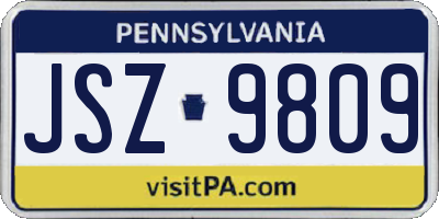 PA license plate JSZ9809