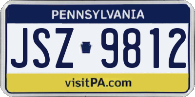 PA license plate JSZ9812