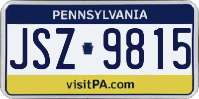 PA license plate JSZ9815