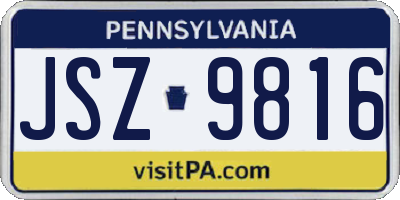 PA license plate JSZ9816