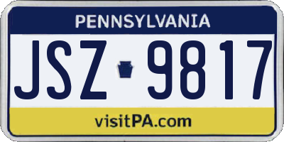 PA license plate JSZ9817