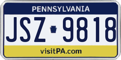 PA license plate JSZ9818