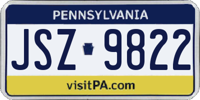 PA license plate JSZ9822