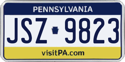 PA license plate JSZ9823