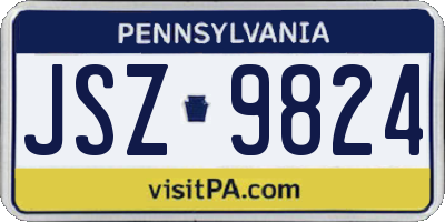 PA license plate JSZ9824