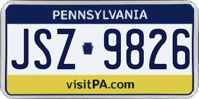 PA license plate JSZ9826