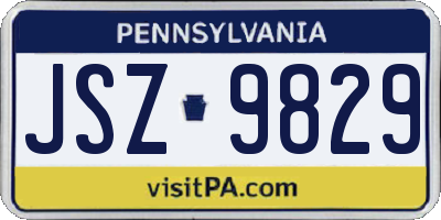 PA license plate JSZ9829