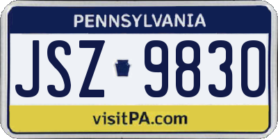 PA license plate JSZ9830