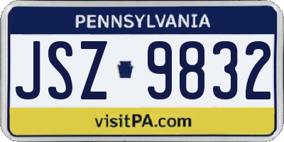 PA license plate JSZ9832