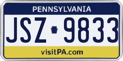 PA license plate JSZ9833