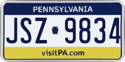 PA license plate JSZ9834