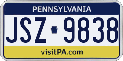 PA license plate JSZ9838