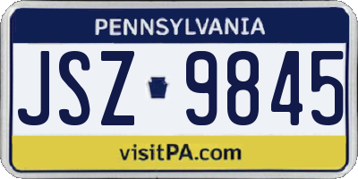PA license plate JSZ9845