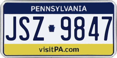 PA license plate JSZ9847
