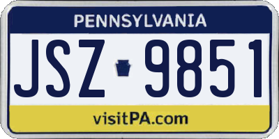 PA license plate JSZ9851