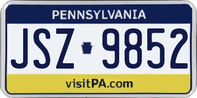 PA license plate JSZ9852