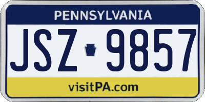 PA license plate JSZ9857