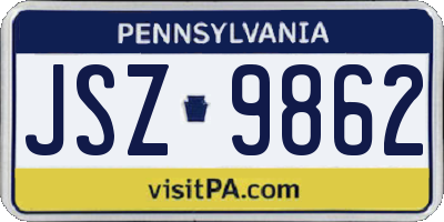PA license plate JSZ9862