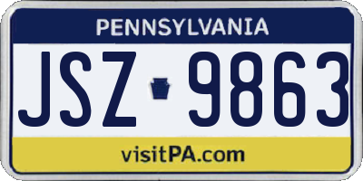 PA license plate JSZ9863