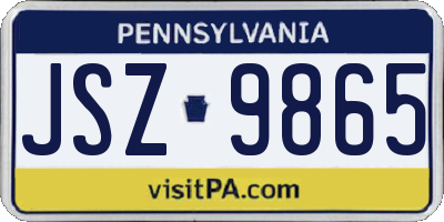 PA license plate JSZ9865