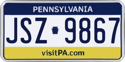 PA license plate JSZ9867