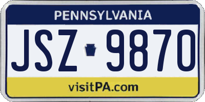 PA license plate JSZ9870