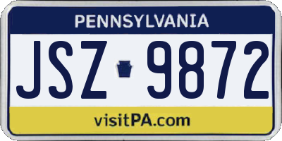 PA license plate JSZ9872