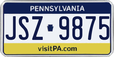 PA license plate JSZ9875