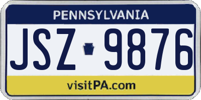 PA license plate JSZ9876