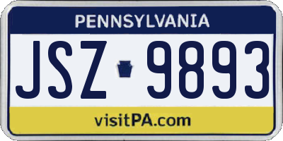 PA license plate JSZ9893