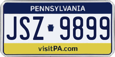PA license plate JSZ9899