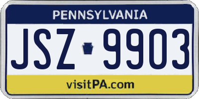 PA license plate JSZ9903